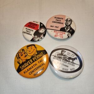 Klamath Falls Oregon  Centennial Pinback Buttons Set Of 4